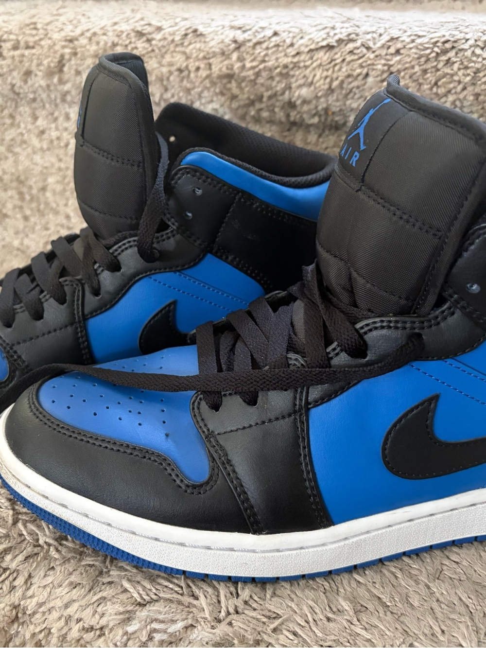 Jordan Air High-Top Sneakers in Black and Blue